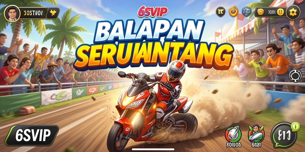 Tampilan gameplay seru di 6SVIP dengan mobil cepat dan trek menantang.