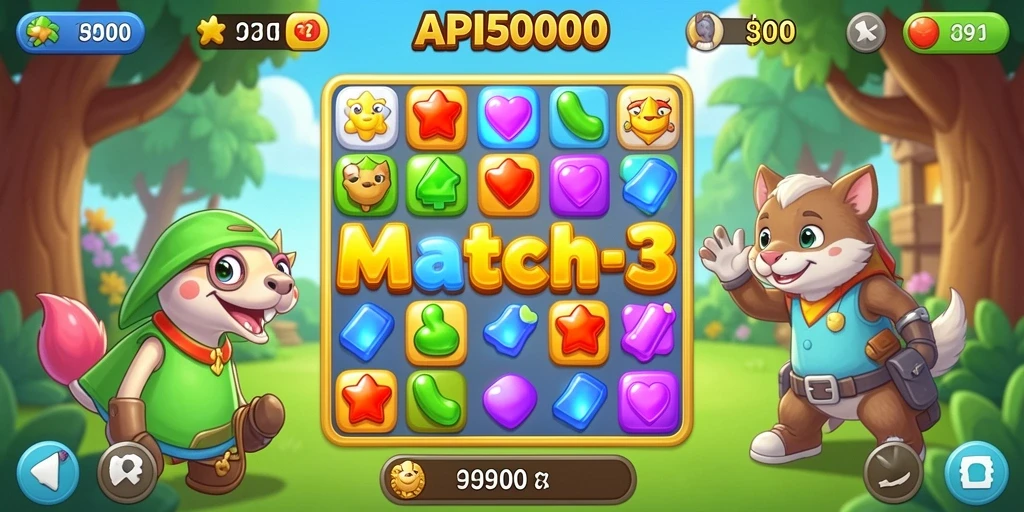 Tampilan gameplay menarik dari API5000 dengan tantangan Match-3 yang seru.