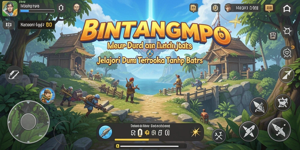 Tampilan gameplay BINTANGMPO yang menampilkan dunia terbuka yang luas.