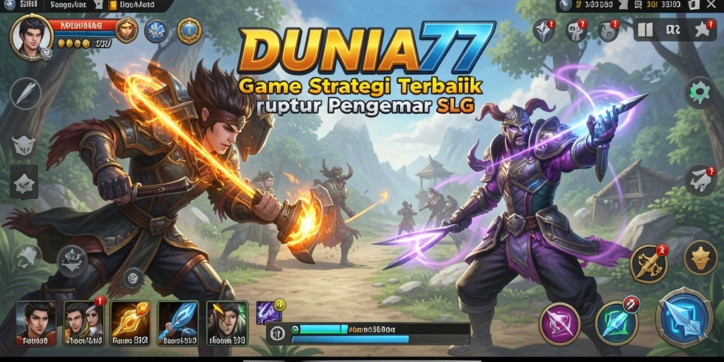 Screenshot gameplay DUNIA77 menunjukkan strategi dan aksi seru.