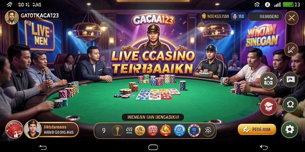 Tampilan gameplay GATOTKACA123 dengan dealer langsung di meja blackjack.