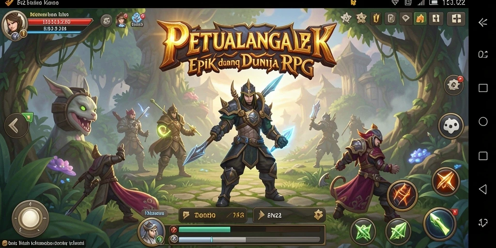 Tangkapan layar utama IN22 menunjukkan aksi seru dalam pertempuran RPG.