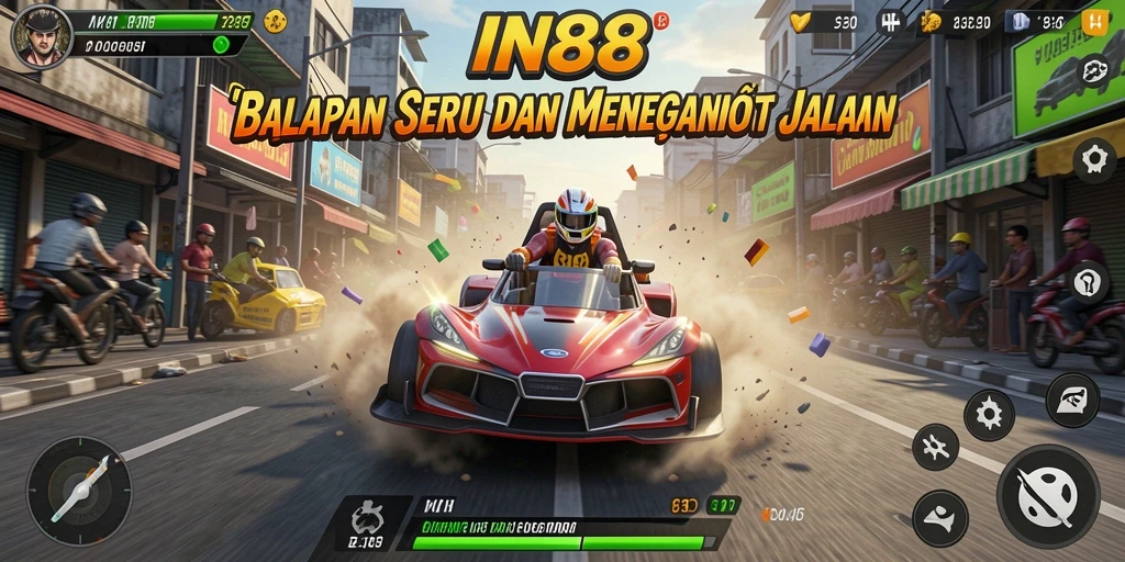 Tampilan gameplay mendebarkan dalam balapan IN88.