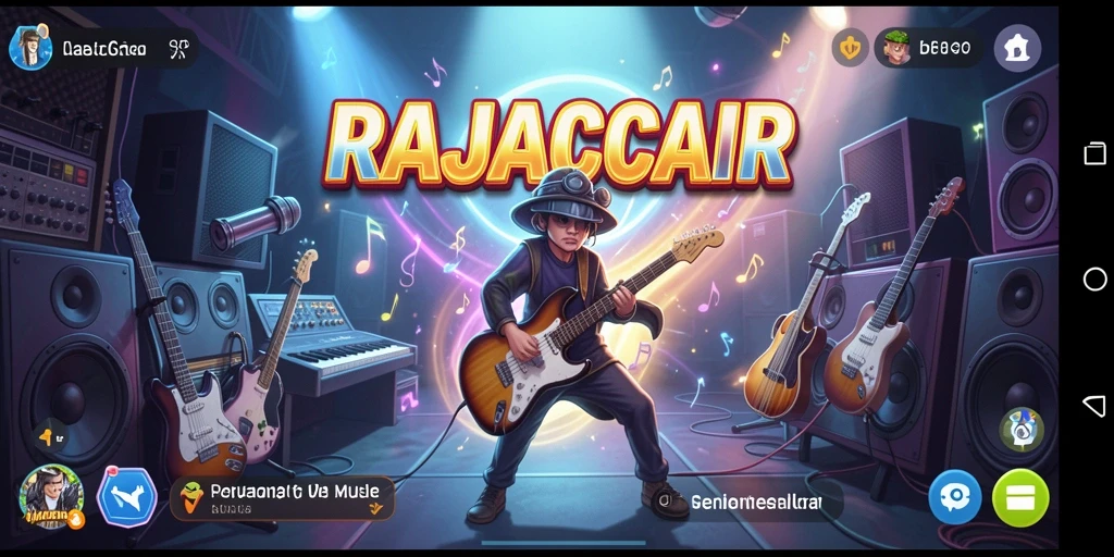 Tampilan gameplay menarik dari RAJACAIR yang menggabungkan musik dan interaksi.