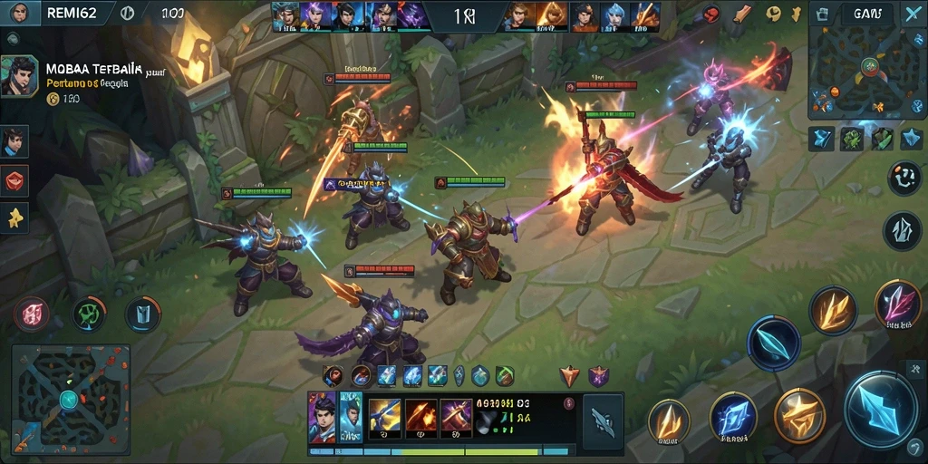 Tampilan seru gameplay REMI62 dengan pertarungan epik antar tim.
