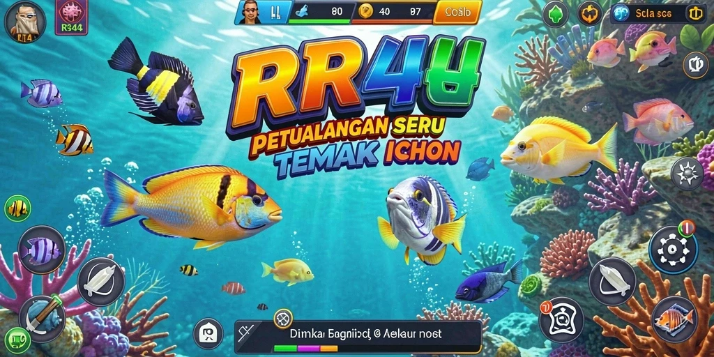 Screenshot gameplay RR44 menampilkan aksi seru menembak ikan.