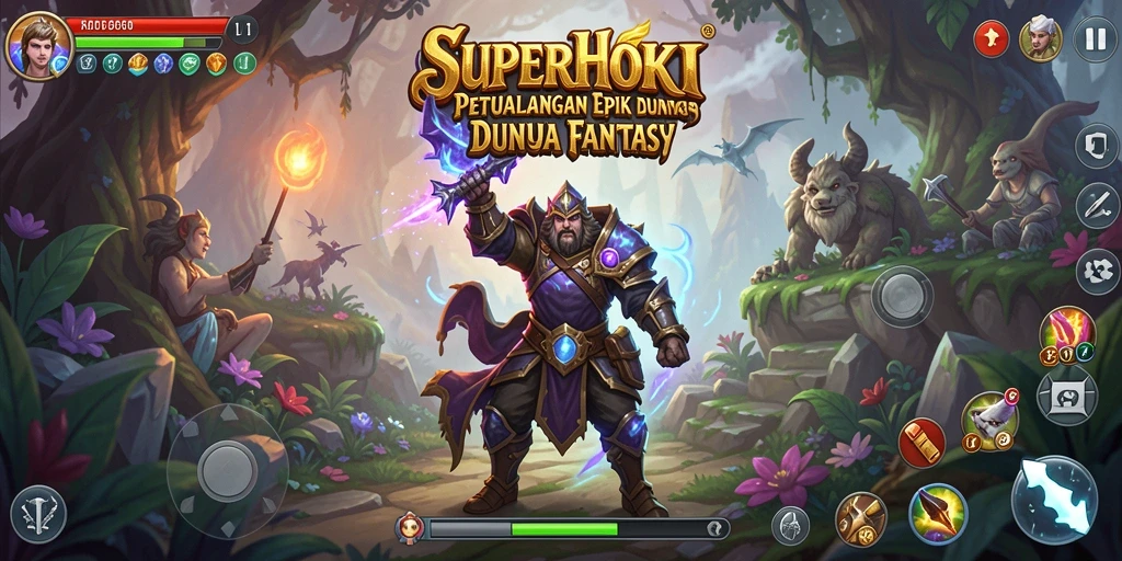 Tampilan gameplay RPG SUPERHOKI yang memukau dan penuh aksi.