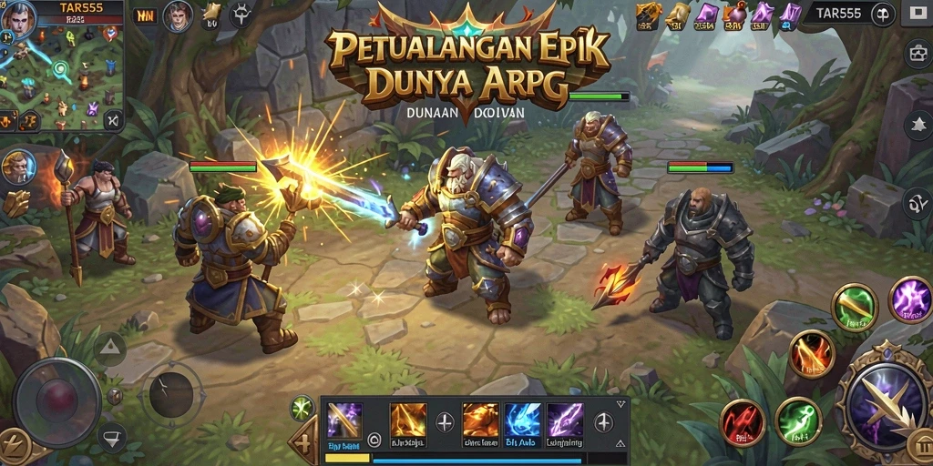 TAR555 menampilkan aksi pertarungan seru dalam dunia ARPG yang kaya.
