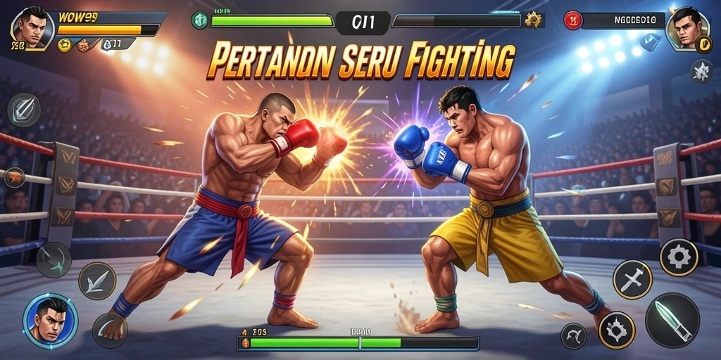 Gameplay WOW99 menampilkan pertarungan intens dan karakter yang dinamis.