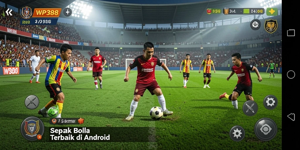 Screenshot gameplay WP888 dengan aksi pertandingan sepak bola yang seru.